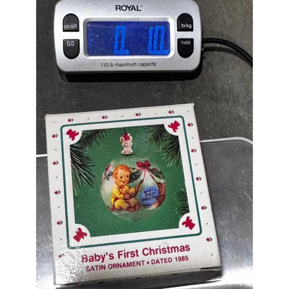 Hallmark Baby's First Christmas Satin Ornament 1985 Keepsake Green Mint Conditio